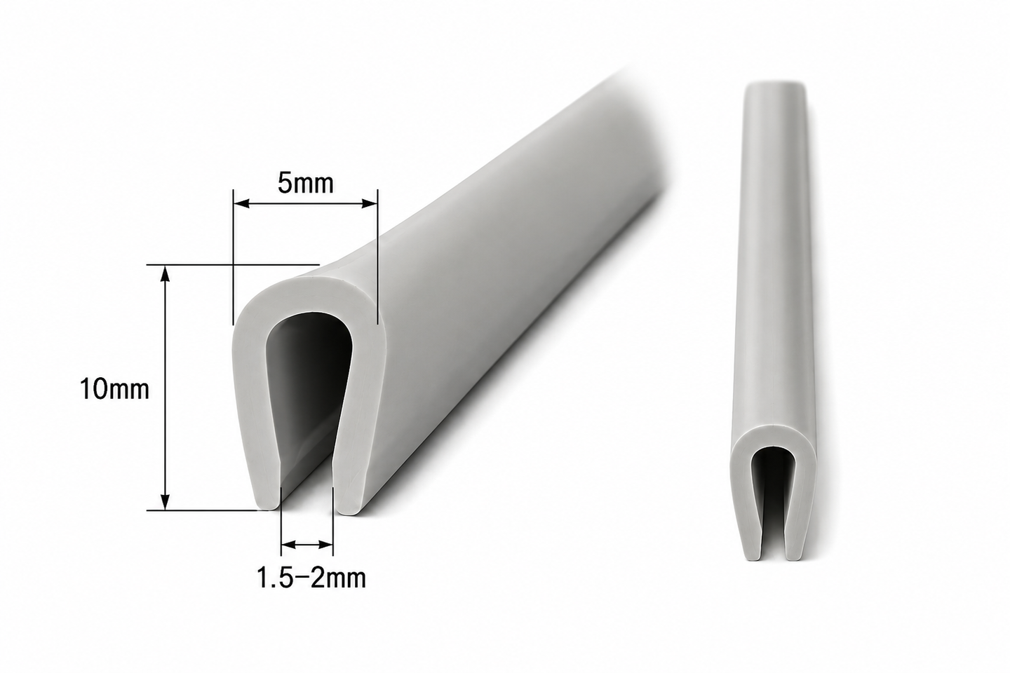 Kantenschutzdichtung Typ U PVC grau – Blechschutz Rant 1,5–2 mm, 5x10 mm