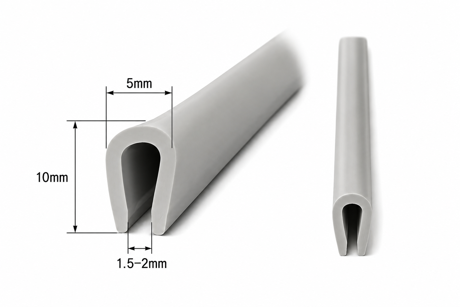 Kantenschutzdichtung Typ U PVC grau – Blechschutz Rant 1,5–2 mm, 5x10 mm