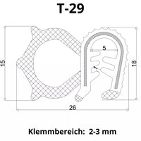 Scheibengummi Fenstergummi Dichtprofil Dichtung Kantenschutzprofil Traktor T-29
