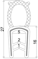 T-32 Gummi-Randdichtung, randverstärkt, universal